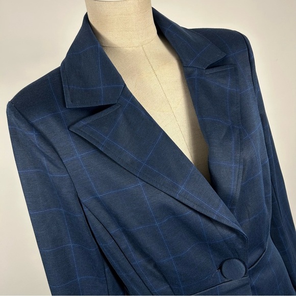 CABI Sunset Kiss Plaid Blue Blazer Jacket Women’s Size 6 Windowpane - Picture 3 of 11